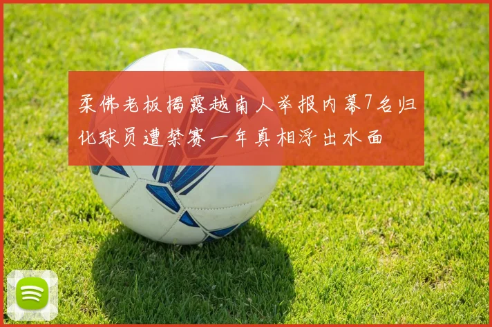 柔佛老板揭露越南人举报内幕7名归化球员遭禁赛一年真相浮出水面